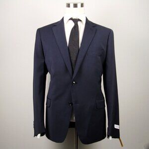 48R Calvin Klein‎ Skin-Fit Blazer Sportcoat Jacket Navy Wool E04540